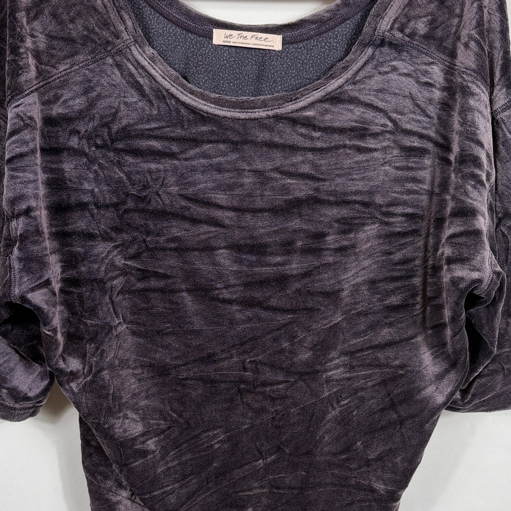 We The Free Valerie Crushed Velvet Top in Plum. Oversized Women M. Scoop Back - Picture 3 of 6